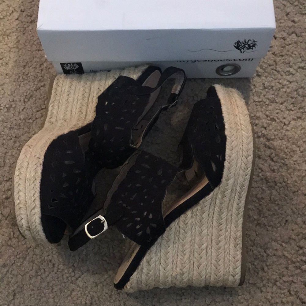 Black wedge sandals from DSW